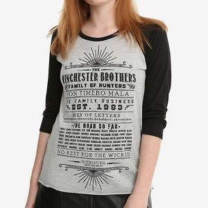 Hot Topic Supernatural No Rest Raglan